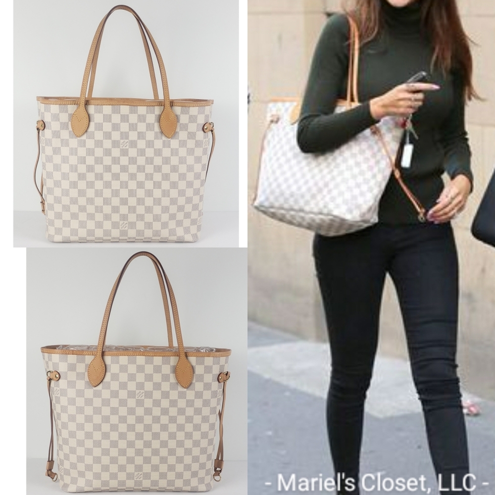 Louis Vuitton Damier Azur Canvas Tote with Natural Vachetta Trim - Picture 3 of 11